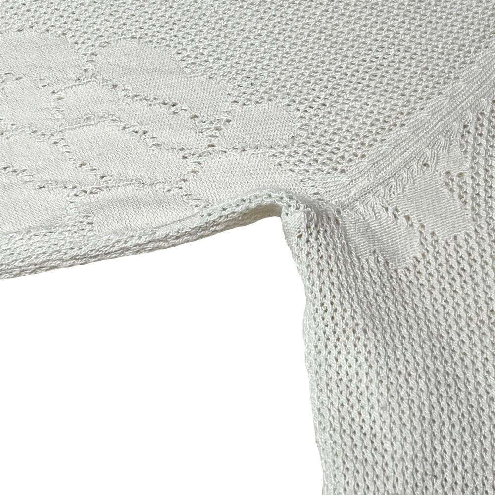 Z Supply Tibi Ivory Mesh Knit Floral Long Sleeve Sweater Top Size Medium - Picture 6 of 9